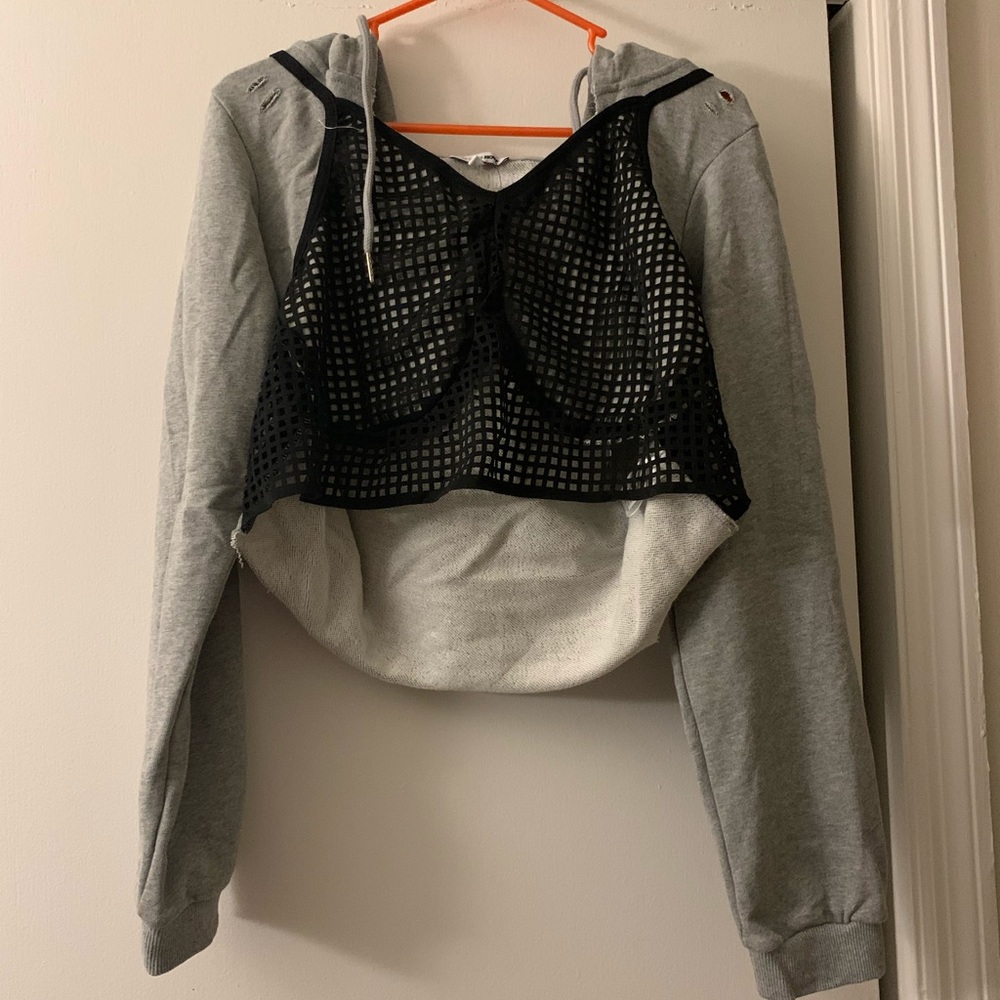 Brand New Distressed Cropped Hoodie
